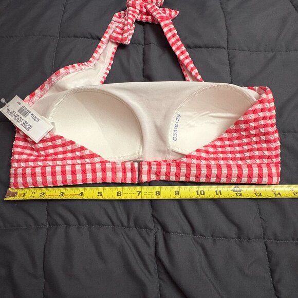 Lands' End Gingham Square Neck Halter Bikini Swim top - Size: Small Long - NWT - Picture 5 of 10